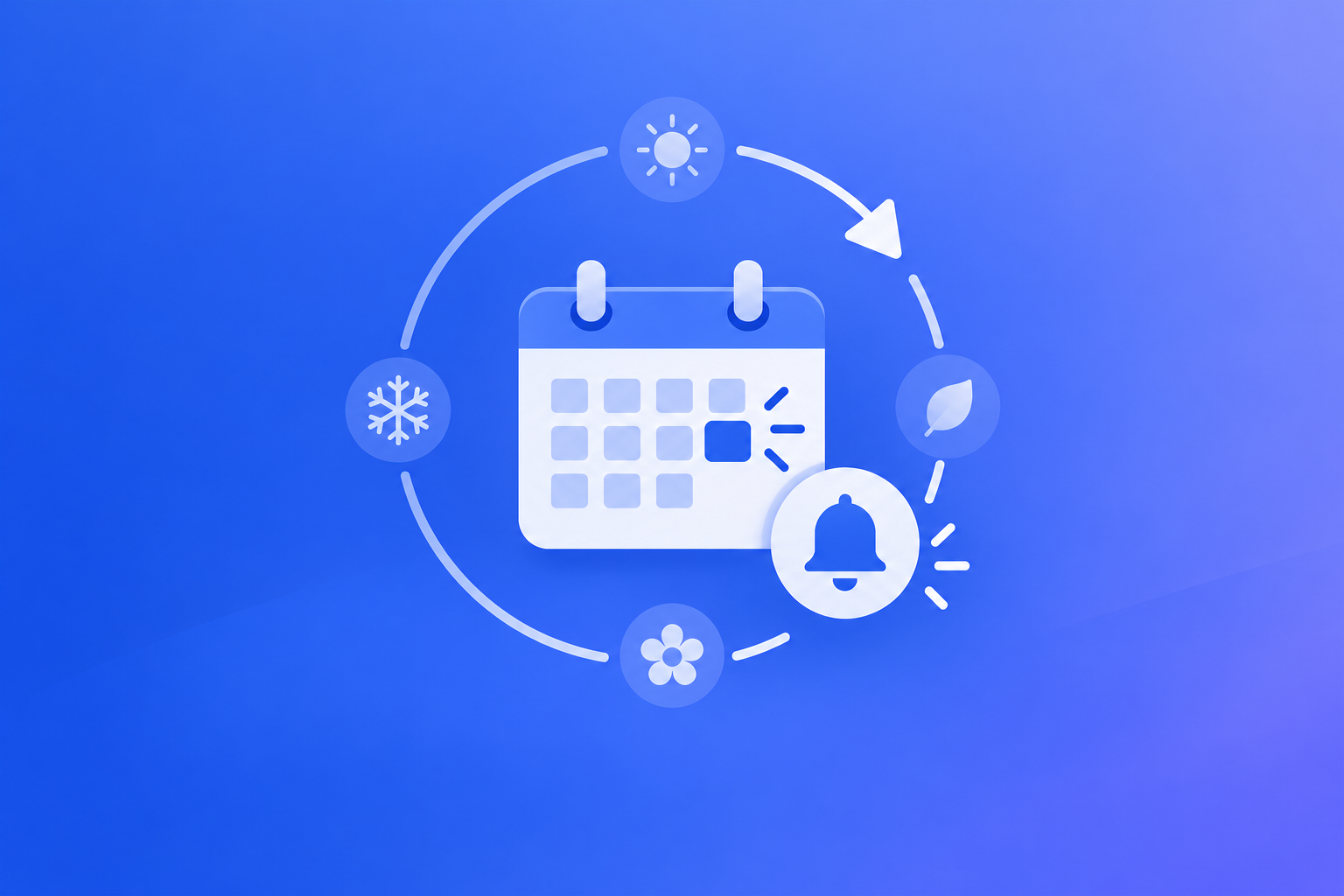 A calendar with a single recurring reminder marked once a year, next to subscription icons