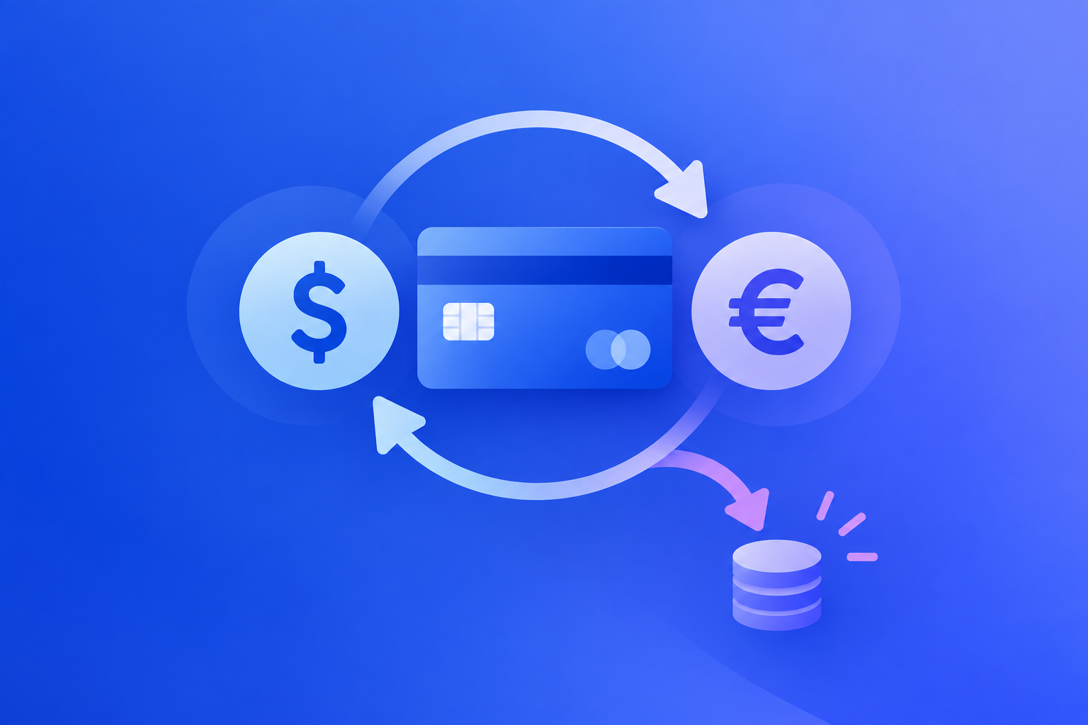 A subscription price being converted between two currency symbols with a small fee arrow attached
