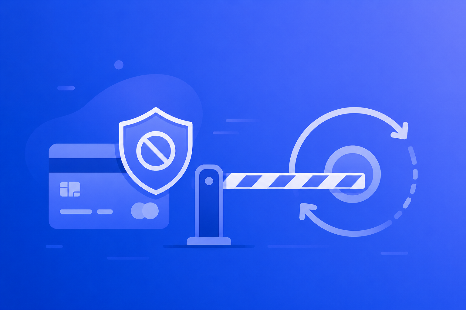 Bank card with a payment blocked by a shield icon, representing a stop payment order